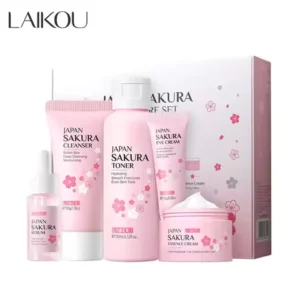LAIKOU Sakura Kit Skin Care Sets Moisturizing and Reducing Fine Lines Cleansing Pore Product 5-Piece Korean Women's Day Gift