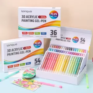 Languo Three-Dimensional Effect Acrylic Painting Gel Pens Set 1.0mm Tip Kawaii Stationery Student Color Drawing Pen Art Supplies
