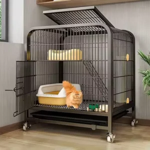 Large 2-Tier Cat Cage with Wheels - Multi-Level Cats Kennel for Chinchillas & Ferrets - Indoor/Outdoor Cat, Customized