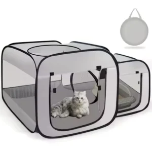 Large Cat Enclosure - Freestanding Design, Portable Indoor/Outdoor Pet Fence, Outdoor Cat Play Area