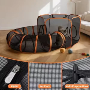 Large Portable Folding Pet Tent Play Area with Tunnel Outdoor Pet Shelter Set for Cats And Dogs