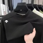 Luxury Men's Brand Spring High Quality T-Shirt Mock Neck Splice Printing Long Sleeves Pullover Leisure Fashion Men Clothing Tops