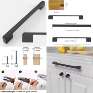 Matte Black Cabinet Pulls 10-Pack, 7.5 Inch Centers, Kitchen Hardware, Modern Handles for Cabinets