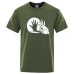 Men's High Quality T-shirt 100% Cotton Funny Shadow Puppet Design Print Summer Casual Loose O-neck for Male T-shirt Tops Tees