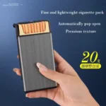 Metal Cigarette Case Box Holder for 20 Slim Cigarettes 20 Sticks Ultra Thin Portable Automatic Pop Up Crush Proof Cig Case