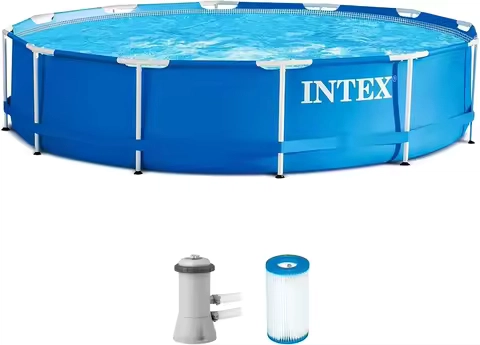 Metal Frame Above Ground Swimming Pool Set: 12ft x 30in â Includes 530 GPH Cartridge Filter Pump â Puncture-Resistant Material