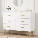 Modern 6-Drawer Dresser, 41.7" Wide Storage Cabinet With Fabric Drawers & Steel Frame, Elevated Base Organizer For Home