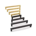 Modern Black Cabinet Handle Square Furniture Hardware Stainless Steel Simple Kitchen Door Knobs Cupboard Wardrobe Drawer Pulls