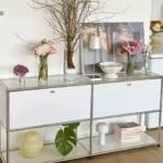 Modern Living Room Cabinet Modular Sideboard Storage Combination TV Stand for Office Coffee Table Steel Frame Wood Furniture