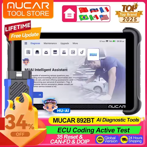 MUCAR 892BT Professional Diagnostic Tools CANFD DOIP ECU Coding 35 Resets Lifetime Free Update Full System OBD2 Scanner VS 689BT