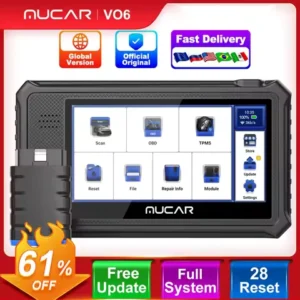 MUCAR VO6 Professional Car Diagnostics Tools Full System 28 Reset ECU Coding Bidirectional Test Erase Error Code OBD2 Scanner