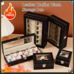 New 12-Slot Watch Organizer with Lock & Removable Pillows | Synthetic Leather Storage Case for Men Travel Best Gifts