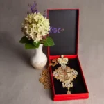 New Gold Plated Crucifix Pendant Necklace for Men Women Jesus Cross Necklace Orthodox Crucifix for Father Bishop Christmas Gift