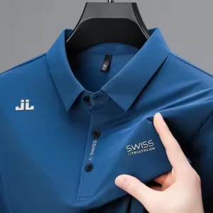 New Men's Business Casual Short Sleeved Shirt with Badge Solid Color Polo Shirt Fashionable Breathable Comfortable Versatile Top