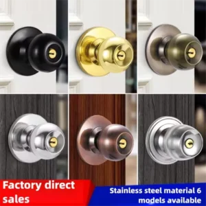 New Stainless Steel Round Ball Door Knobs Handle Passage Entrance Lock Entry for Bedrooms Living Rooms Hardware Accessories