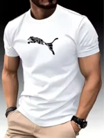 New Summer Luxury Men's Fashion Fox Leopard Print T-shirt Crewneck Casual Trend Y2K High-end High Quality Fitness Sports T-shirt