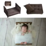 Newborn Photography Furniture Handmade Wooden Bed Vintage Crib and Posing Mattress Props Studio Baby Photography Accessories