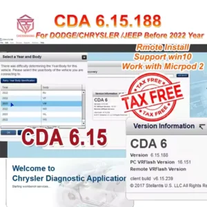 Newest CDA 6 CDA 6.15.188 Engineering Software Work with MicroPod 2 II for FLASH Downloader AND VIN EDITING for DODGE/CHRYSLE