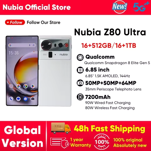 nubia Z80 Ultra 2025 New Version 1.5K 144Hz Display Snapdragon 8 Elite Gen 5 90W Fast Charge 7200mA Original Authentic Smartphon