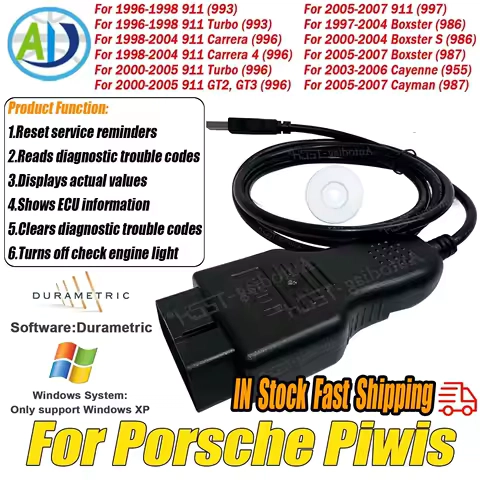 OBD2 USB Scanner For Porsche Piwis Compatible With Windows XP Durametric Software Auto ECU OBD2 Scanner Tool For Prosche vehicle