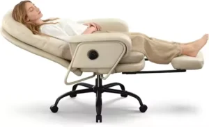 Office Chair with Footrest High Back Computer Desk Chairs Indoor Lounge Chair with Wheels 90-165Â° Reclining Lumbar Support