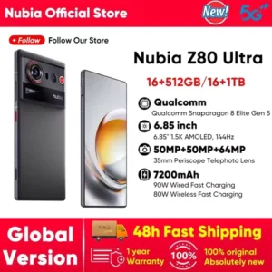 Official nubia Z80 Ultra 5G Smartphone Global Version Snapdragon 8 Elite Gen 5 7200mAh 6.85'' 144Hz Oled Display 90W Fast Charg
