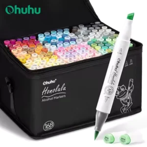 Ohuhu Honolulu 168 Colors Marker Pen Set Alcohol Art Markers Refillable Dual Tips Sketching Drawing Manga School Art Supplies