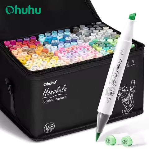 Ohuhu Honolulu 168 Colors Marker Pen Set Alcohol Art Markers Refillable Dual Tips Sketching Drawing Manga School Art Supplies