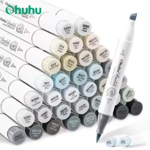 Ohuhu Honolulu 36 Gray Colors Marker Pen Set Alcohol Art Markers Refillable Dual Tips Sketching Drawing School Art Supplies