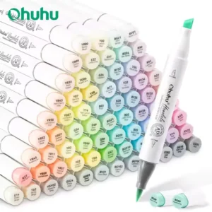 Ohuhu Honolulu 96 Pastel Colors Marker Pen Set Alcohol Art Markers Refillable Dual Tips Sketching Drawing Manga School Supplies