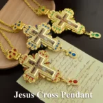 Orthodox Jesus Cross Pendant, Zinc Alloy Gold-Plated Pendant, Gift For Priests, Religious Items, Prayer, Funeral, Wedding