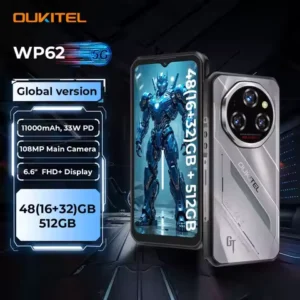 Oukitel WP62 5G Rugged Smartphone 48GB(16+32) +512GB, 6.6" FHD+ 108MP Camera Mobile Phone, 11000mAh 33W, Android 15 Cellphone