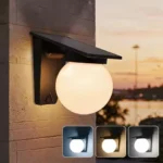 Outdoor Solar 10W Garden Lamp IP65 Waterproof Three-color LED Spherical Wall Lamp For Porch Terrace Garden Garage Villa Garden