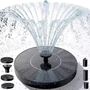 Outdoor Solar Fountain Pump with 6 Nozzles Bird Bath Water Fountain for Courtyard Garden Pool Pond Fish Tank Aquarium Decor