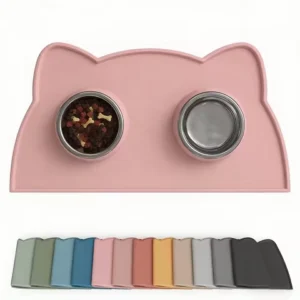 Pet Feeding Mat For Dogs & Cats, Thin Silicone Waterproof Cat Food Mat Cat Bowl Mat With Raised Edge, Cat Placemat