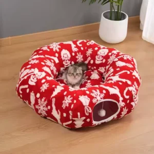 Pet supplies cat bed christmas tunnel pet nest snowflake cat drill tunnel nest autumn and winter warm custom pet nest cat house