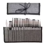 Professional 24-Piece Artist Paint Brush Set - Assorted Flat, Round, Fan & Detail Brushes with Premium Soft Bristles, Wooden Ha