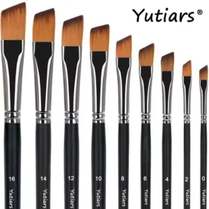 Professional 9-Piece Angled Artist Brushes-Precision-Cut Tips for Watercolor, Acrylic, Oil&Gouache, Perfect for Detailed Artwork