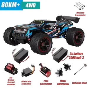Rc Car Off Road 9255 High Speed 80KM/H Remote Control Car with LED Headlight Brushless 4WD 1/14 Monster Truck Toys for Boys Gift