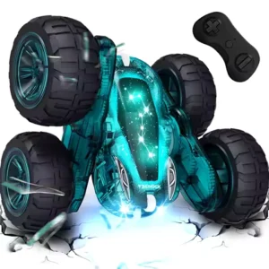 Remote Control Car with Lights, 2.4Ghz RC Car Double Sided 360Â°Flip RC Stunt Cars,Portable Rechargeable Toy Car for Kids&Adults