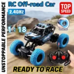 Remote Control Off-Road Climbing Car 1:18 For Kids High Speed Flashing Lights Rechargeable Toy Vehicle Gifts For Boys And Girls