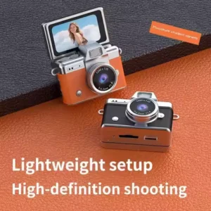 Retro Style Mini CCD Camera with Flip Screen Neck Strap Design Portable Sports Camera for Outdoor Travel Vlogging Photography