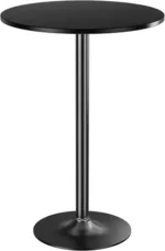 Round Bar Table with Metal Base & MDF Top, Counter Height for Dining Room, Kitchen, Bar, Cafe in Black