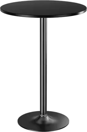 Round Bar Table with Metal Base & MDF Top, Counter Height for Dining Room, Kitchen, Bar, Cafe in Black