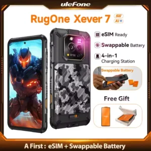 RugOne Xever 7 5G Rugged Phone Android 15 Smartphone 512GB ROM 12+12GB RAM 6.67" 120Hz AMOLED NFC 5500mAh Swappable Battery