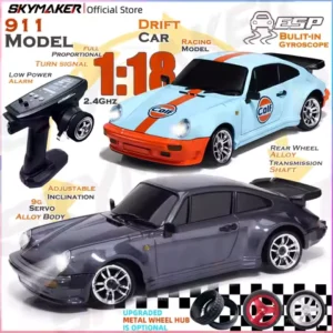 Skymaker LDRC 1/18 RC Drift Car LD1898 911 Mode 2.4GHz with Gyroscope on-Road Alloy Body Shell Racing Car for Children Gifts