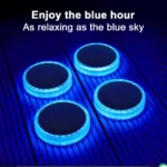 Solar Deck Lights 4 Pack LED Driveway Lights Outdoor Waterproof IP68 Blue Solar Garden Lights for Step Stairs Yard Pathway Lamps