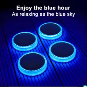 Solar Deck Lights 4 Pack LED Driveway Lights Outdoor Waterproof IP68 Blue Solar Garden Lights for Step Stairs Yard Pathway Lamps