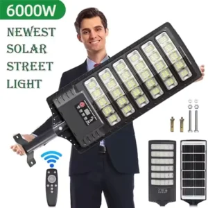 Solar Street Light Outdoor Dusk to Dawn Solar Lights 5000mah Outdoor with Remote Control Solar Parking Lot Lights for Courtyard