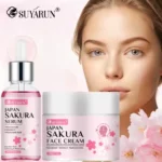 SUYARUN Cherry Blossom Skincare Set - Moisturizing Cream & Serum, Gentle Fragrant Formula, Perfect Travel Gift.